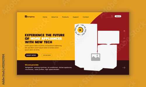 Home Appliance Sale landing page user interface, user experience design template, and Kitchen interior equipment  Mega offers website banner, 
