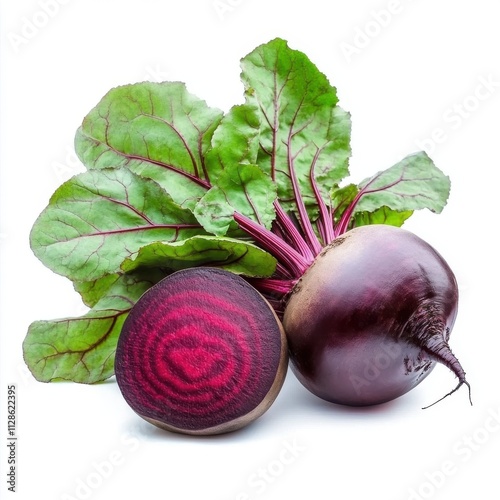Beetroot with leaves isolated on white background