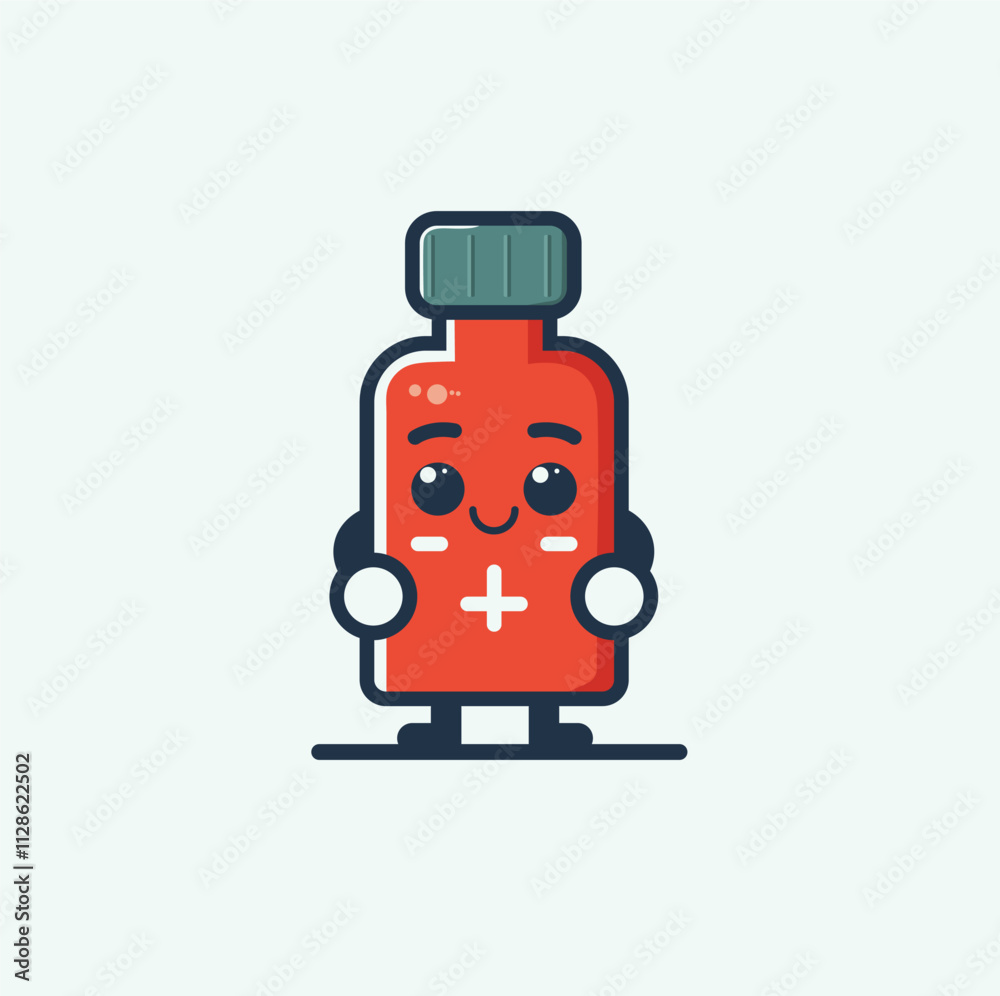 Cute Medicine Bottle Character Illustration Cute Medicine Bottle Character Illustration