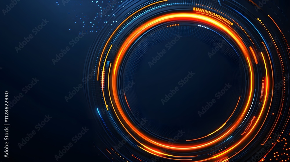 Abstract glowing circular tech design. Abstract glowing circular tech design.
