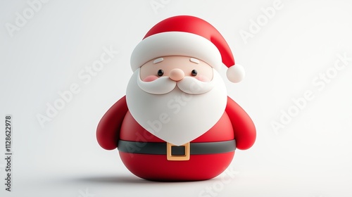 A red santa with a white background. The santa is smiling and has a red hat