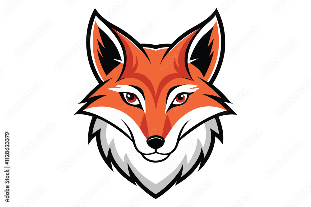 Obraz premium fox head silhouette against white background