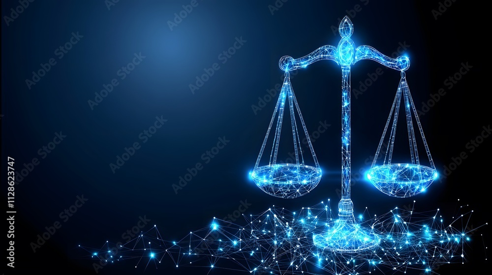 Abstract glowing scales of justice. Abstract glowing scales of justice.