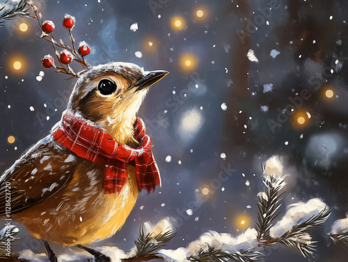 christmas card with bird