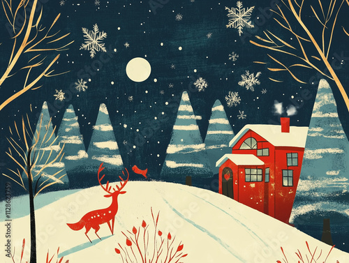 winter landscape with house