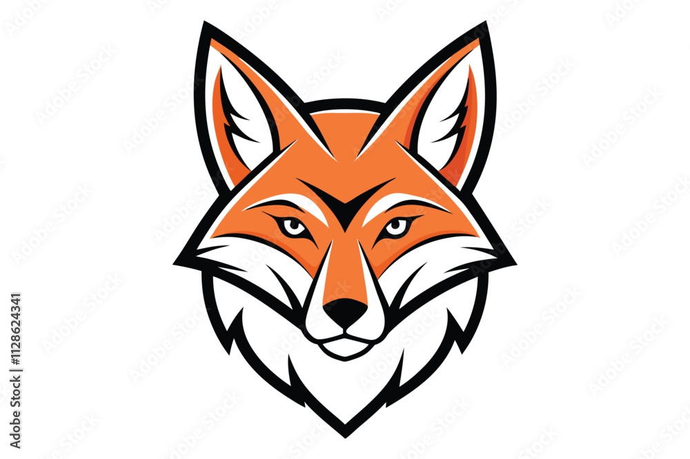 Obraz premium red fox head vector on white background