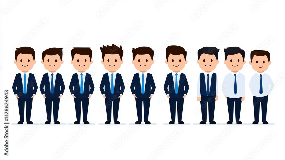 Diverse Businessmen Team, Cartoon Characters Diverse Businessmen Team, Cartoon Characters