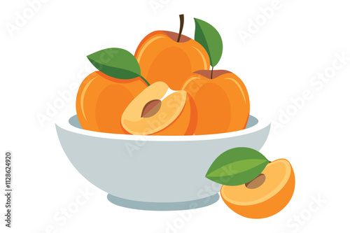 apricots fruit in a basketon white background