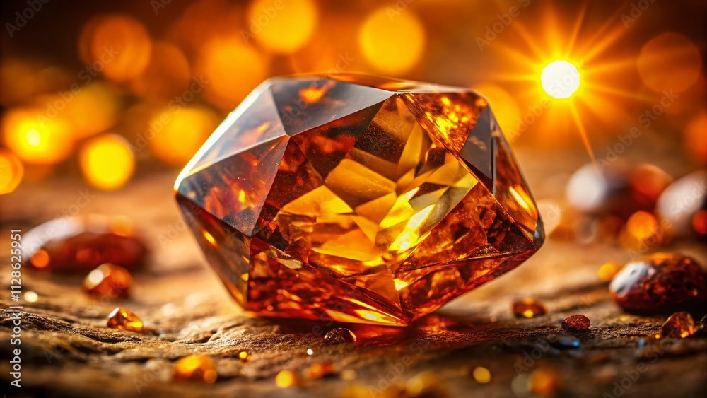 A Stunning Close-Up of a Sparkling Amber Gemstone Showcasing Intricate Facets and Reflections of Light for Jewelry and Gemstone Enthusiasts A Stunning Close-Up of a Sparkling Amber Gemstone Showcasing Intricate Facets and Reflections of Light for Jewelry and Gemstone Enthusiasts