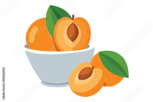 fresh apricots fruit vector illustration