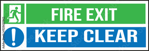 Fire Exit keep clear Signage vector illustration