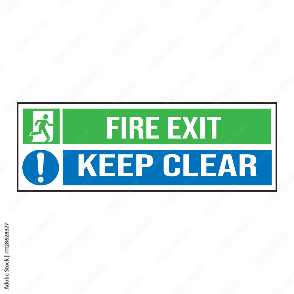 Fototapeta premium Fire Exit keep clear Signage vector illustration