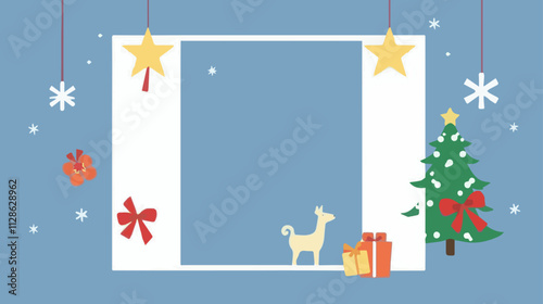 Marry Cristmas background tree, xmas, gift, box, celebration, new, year, greeting, decoration, winter, snow, holiday, illustration, night, snowflake, vector, star,