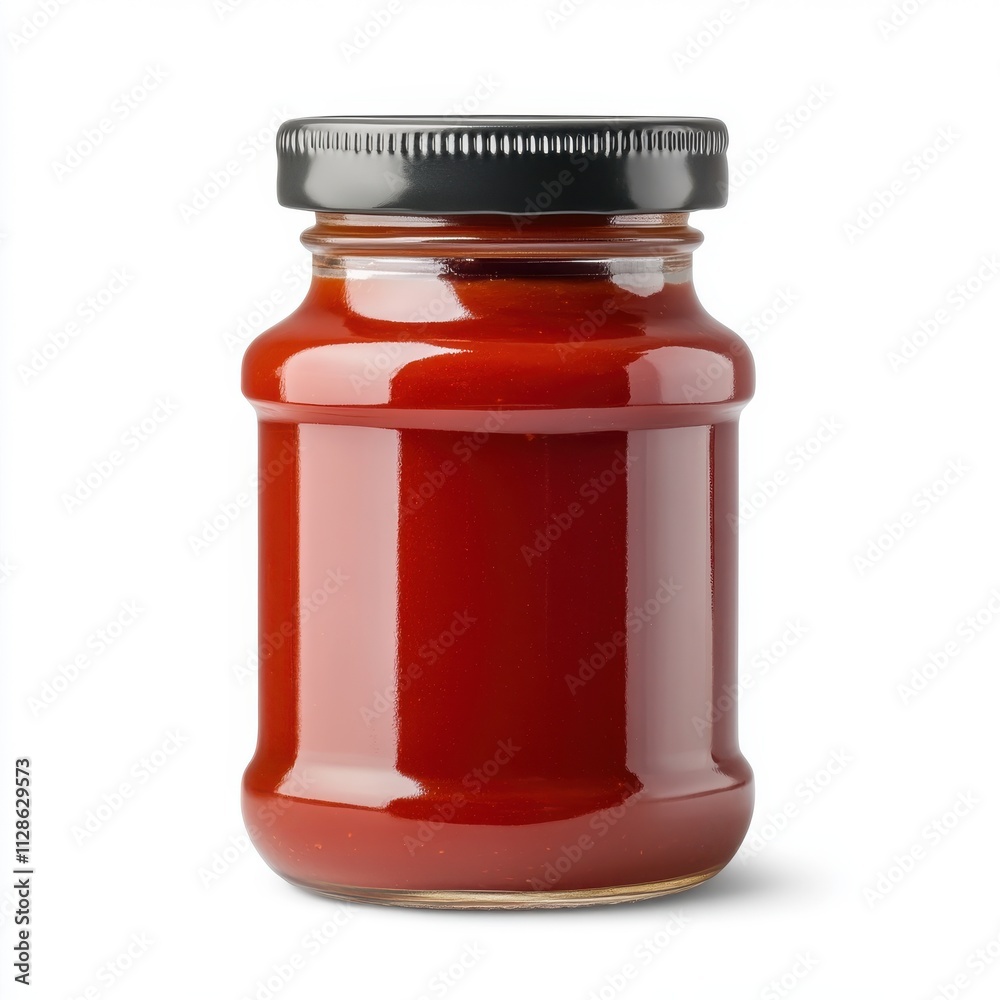 Empty mockup of tomato sauce jar isolated on white background Empty mockup of tomato sauce jar isolated on white background
