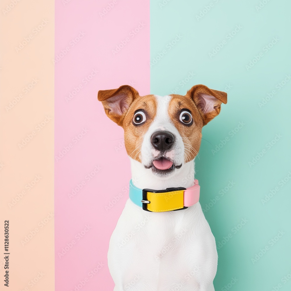 A cute dog has a surprised expression, with wide eyes and an open mouth, set against a solid background, showcasing its playful nature and charm. A cute dog has a surprised expression, with wide eyes and an open mouth, set against a solid background, showcasing its playful nature and charm.