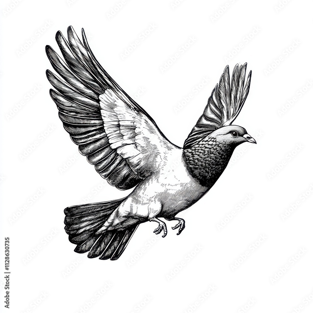 Naklejka premium Flying pigeon isolated on white background