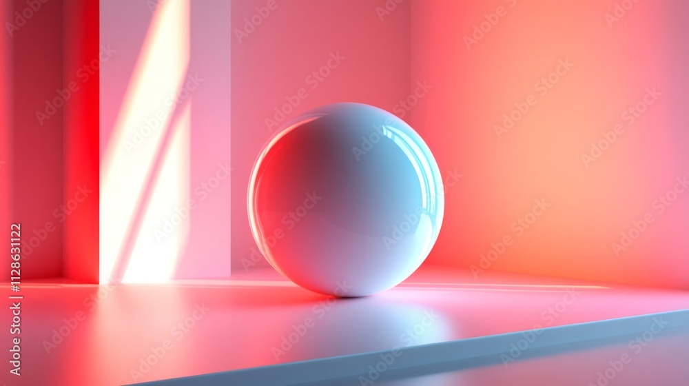 White Sphere in a Pink and Red Room White Sphere in a Pink and Red Room