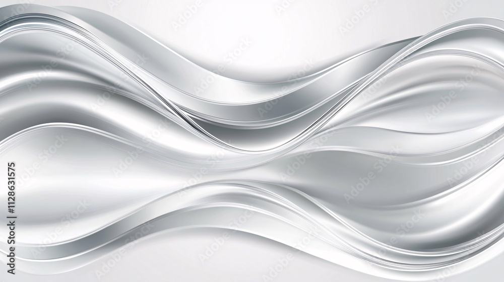 Obraz premium Metallic abstract silver wavy liquid background. 3d rendering.