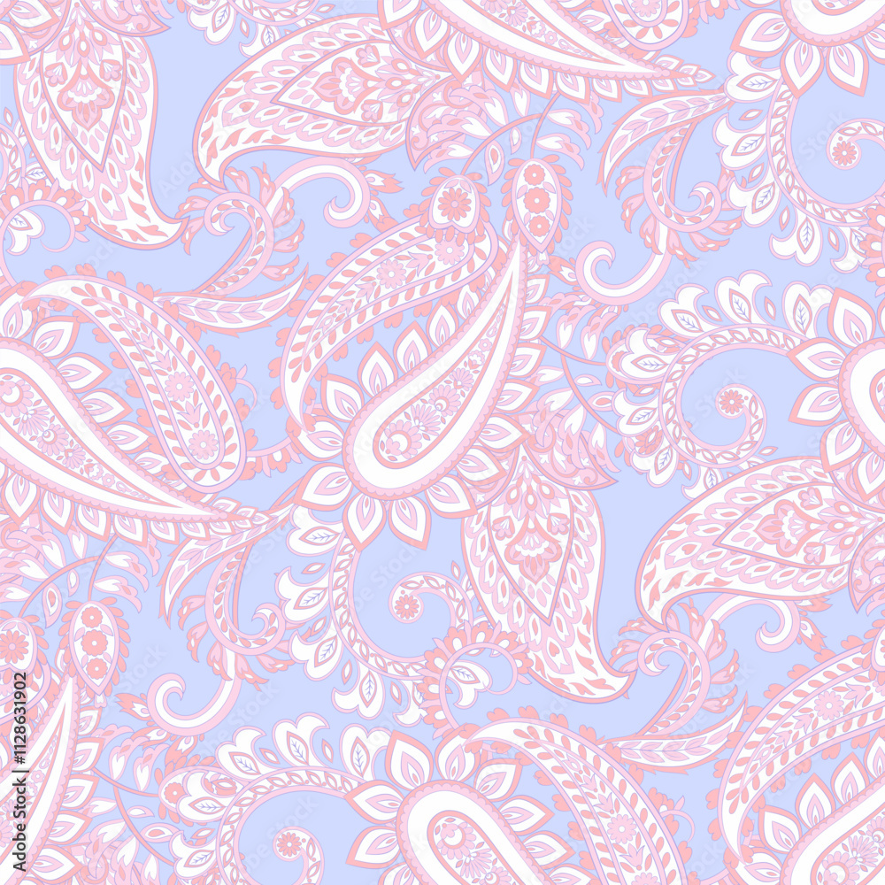 Obraz premium Trendy ethnic-style vector paisley pattern. Seamless Fashionable vector template for any design projects