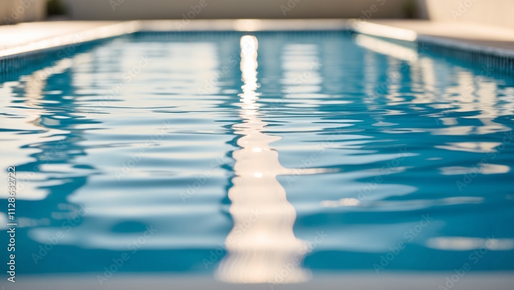 Obraz premium photo of calm blue water in a swimming pool, the edges of the pool and surrounding area are blurred to emphasize the calm atmosphere