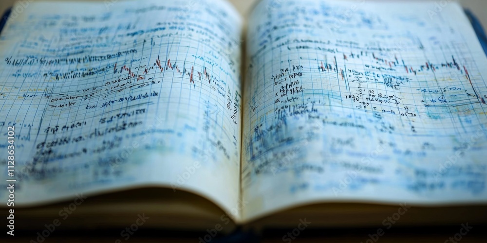 Fototapeta premium Handwritten Investment Strategies Notebook Financial Planning Close Up