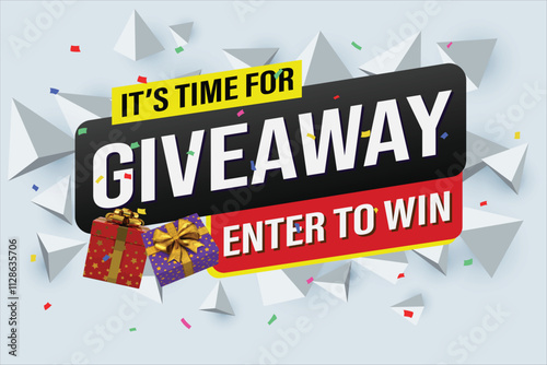 giveaway enter and win word vector gift box surprise style for social media landing page, template, ui, web, mobile app, poster, banner, flyer, background, gift card, coupon, label, wallpaper

