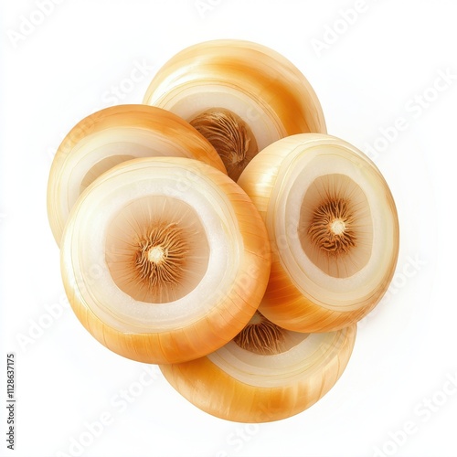 Onion Rings isolated on white background, top view