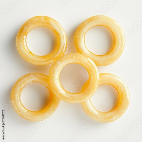 Onion Rings isolated on white background, top view