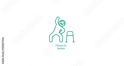 Fitness for Seniors Icon - Vector Illustration for Elderly Exercise and Healthy Aging