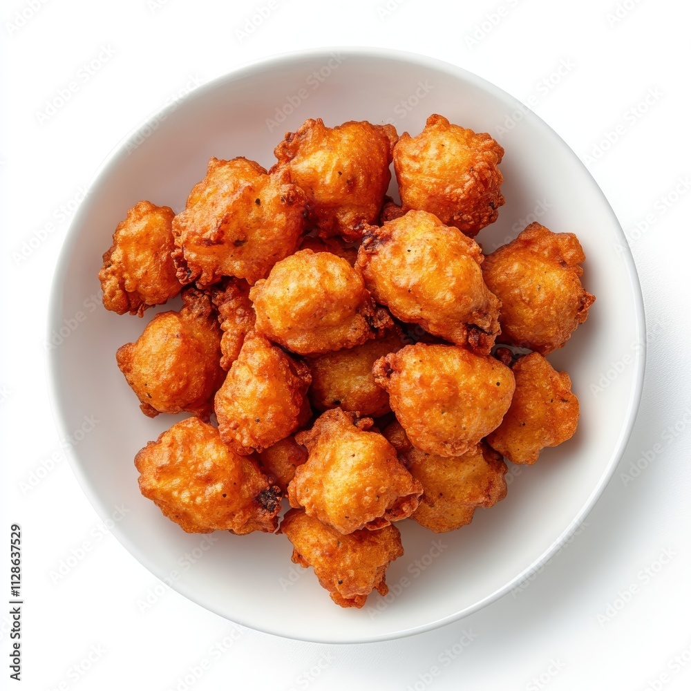 Pakoras isolated on white background, top view Pakoras isolated on white background, top view