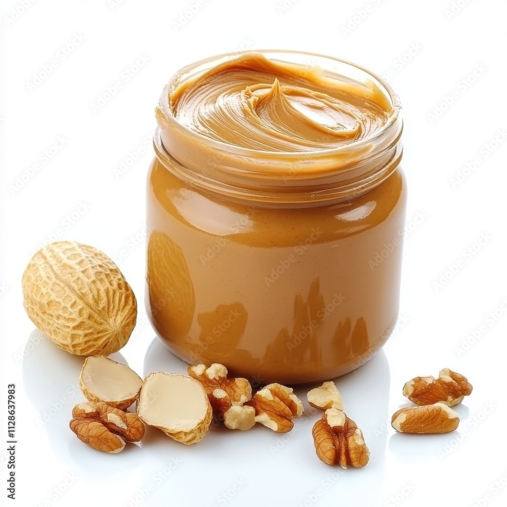 Peanut butter spread isolated white background Peanut butter spread isolated white background