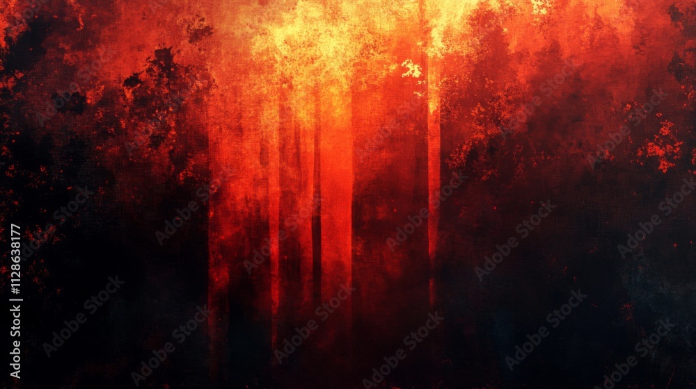 Fiery Forest Abstract Red And Orange Hues Fiery Forest Abstract Red And Orange Hues