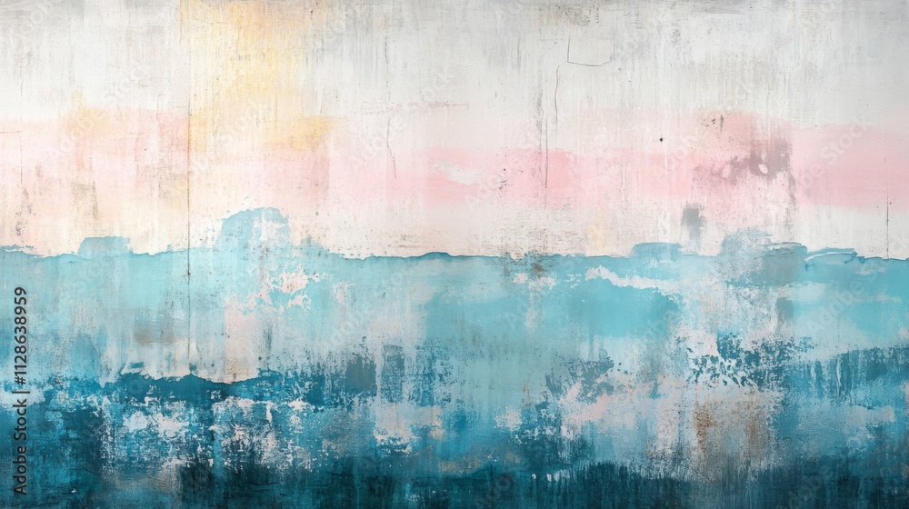 Abstract Textured Wall Painting Pink Blue Hues Abstract Textured Wall Painting Pink Blue Hues