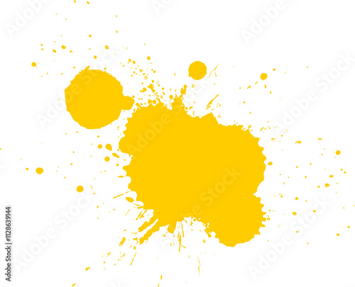 yellow watercolor brush painting splatter splash artistic grunge graphic element