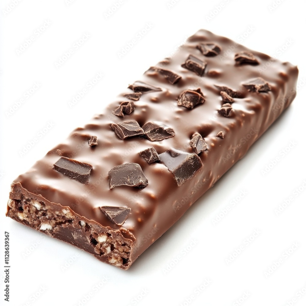 Protein bar with chocolate isolated on white background Protein bar with chocolate isolated on white background