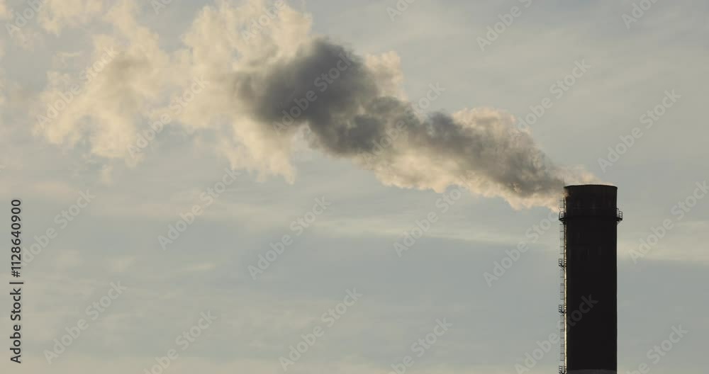 Industrial smoke stands out against the clear sky, highlighting our environmental challenges Industrial smoke stands out against the clear sky, highlighting our environmental challenges