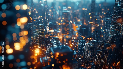 Wallpaper Mural Abstract Night Cityscape Background of a Smart City Torontodigital.ca