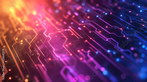 Tech-inspired abstract structure with circuits for business use