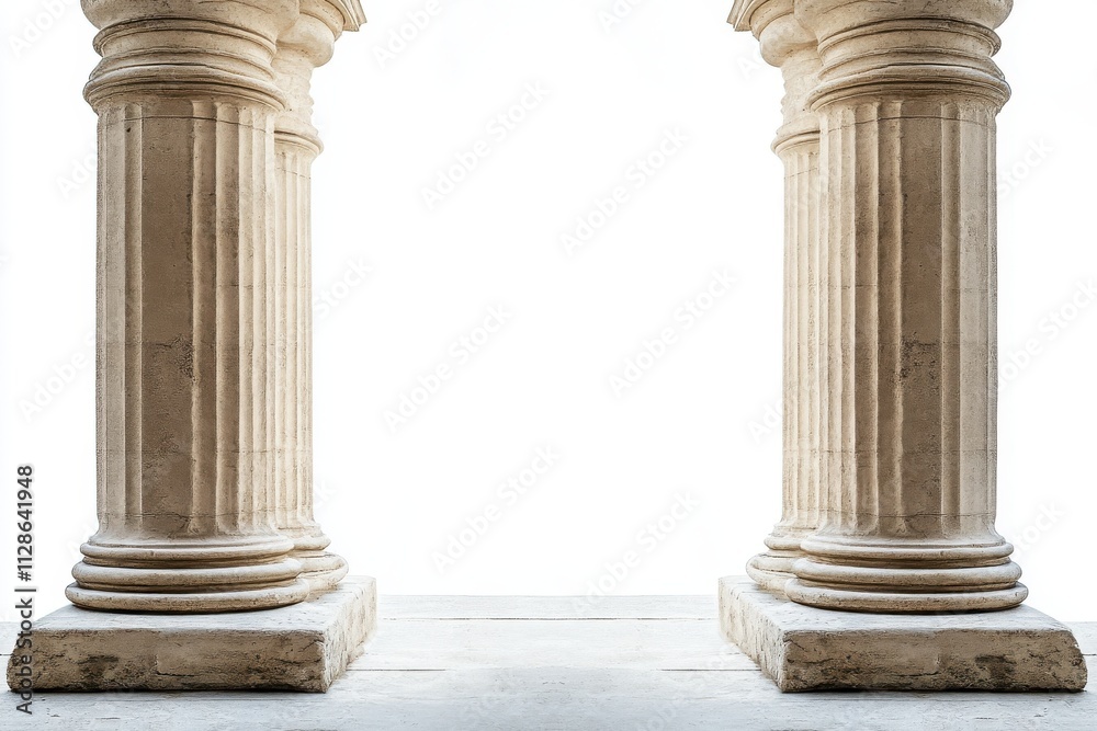 Set of classic column arches isolated on white background