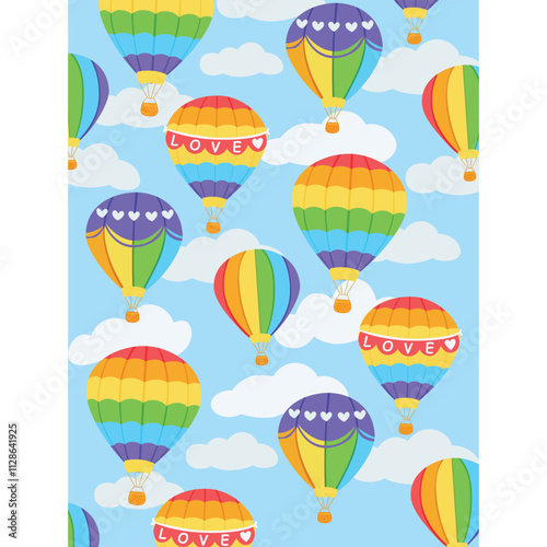 Different colorful hot air balloons vector illustrations set. Cartoon drawings of vintage transport or aerostat, baby shower decoration isolated on blue