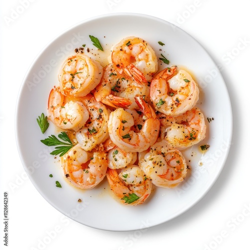 Shrimp Scampi isolated on white background, top view