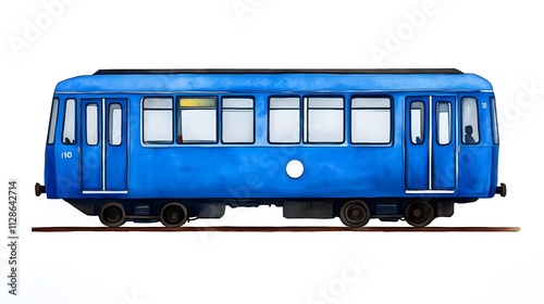 Vibrant Blue Vintage Train Car Illustration Suitable for Transport, Travel, or Railway-Themed Projects with Clean Lines and Bright Colors for Visual Appeal
