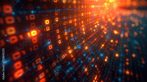 Wallpaper Mural Futuristic data network with binary code and digital complexity Torontodigital.ca