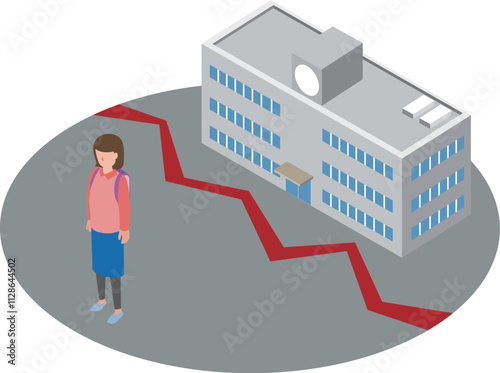 不登校女子小学生のイメージイラスト