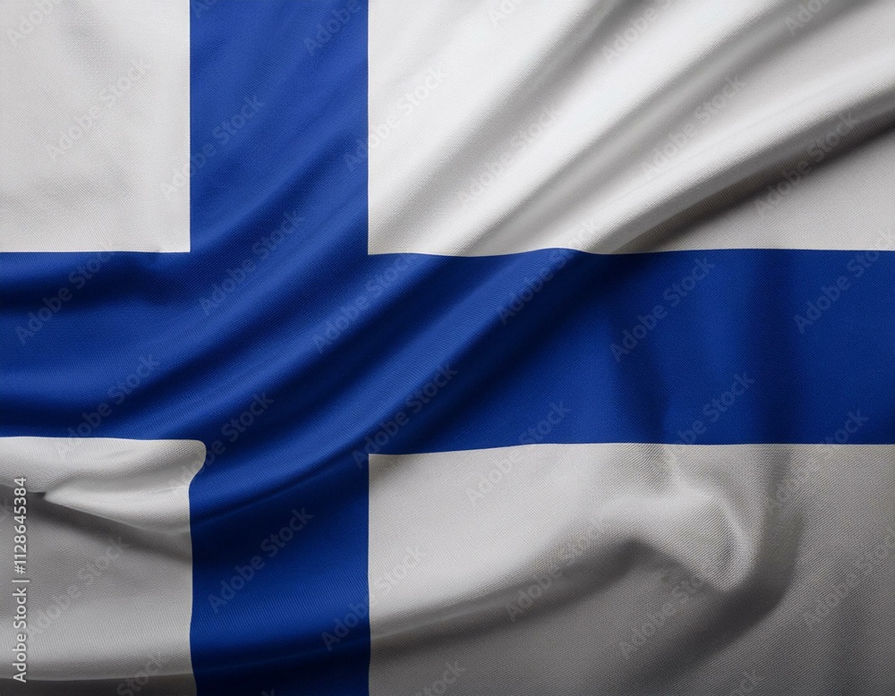 Obraz premium Waving flag of Finland in beautiful sky.