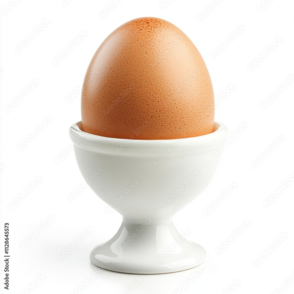 White egg cup with egg isolated on white background White egg cup with egg isolated on white background