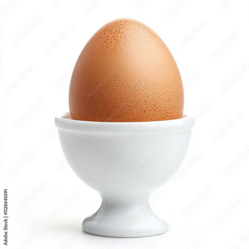 White egg cup with egg isolated on white background White egg cup with egg isolated on white background