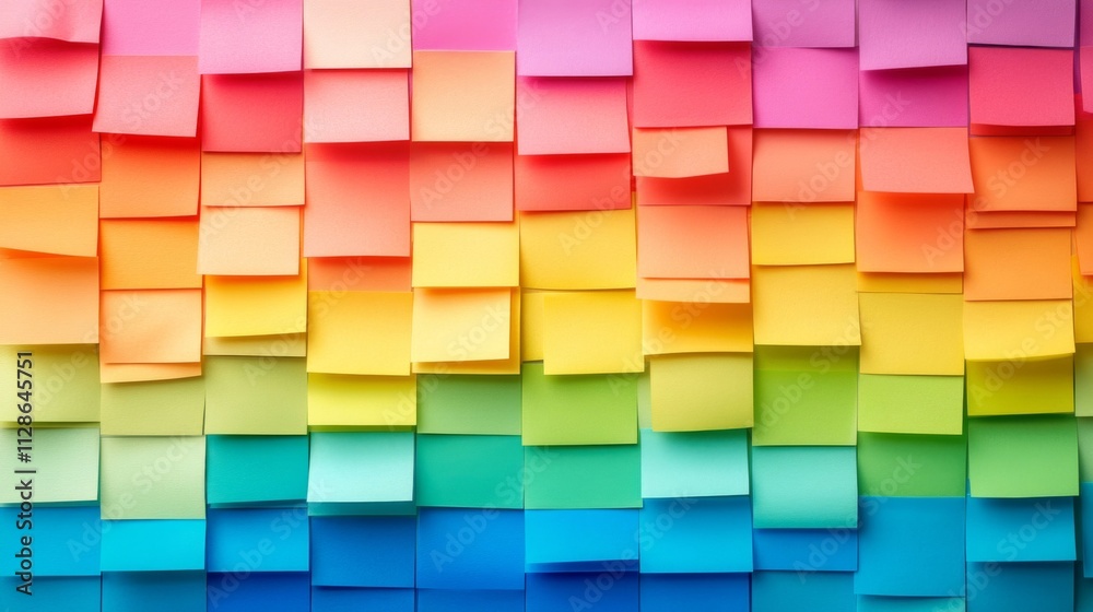 Rainbow Colored Sticky Notes Arranged In Rows Rainbow Colored Sticky Notes Arranged In Rows