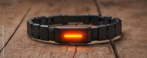 A closeup of a medical alert bracelet with a glowing notification, symbolizing a health warning for a specific condition, 3D render photo