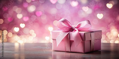 Beautiful Pink Feminine Gift Box for Valentine's Day or Mother's Day with Elegant Silhouette Photography and Ample Copy Space Ideal for Personalization and Celebrations